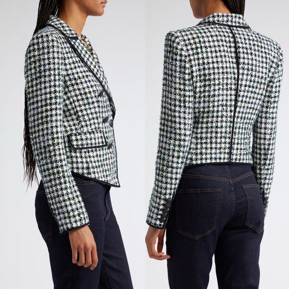 Veronica Beard Diego Dickey Jacket Black White Check Plaid Tweed Blazer Size 8 - Picture 13 of 15